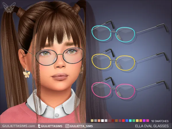 Alpha Ella Oval Glasses For Kids - The Sims 4 Custom Content
