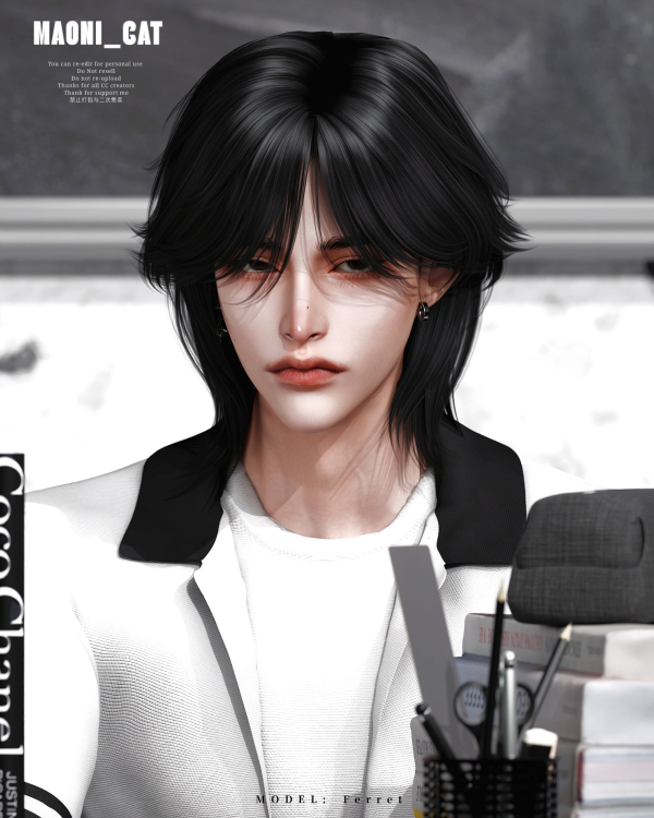 Alpha HAIR No42 ver1 by simsfinds - The Sims 4 Custom Content