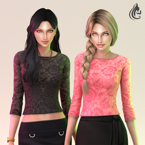 Maxis Match Redsin lace top by aurum - The Sims 4 Custom Content