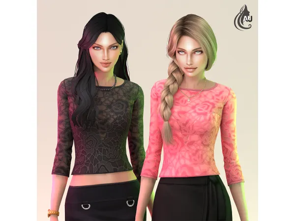 Maxis Match Redsin lace top - The Sims 4 Custom Content