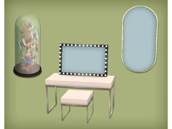 Go Trendy Vanity Table Hugo Bathroom Mirror and Oh My Goth Butterflies by jacky93sims - The Sims 2 Custom Content