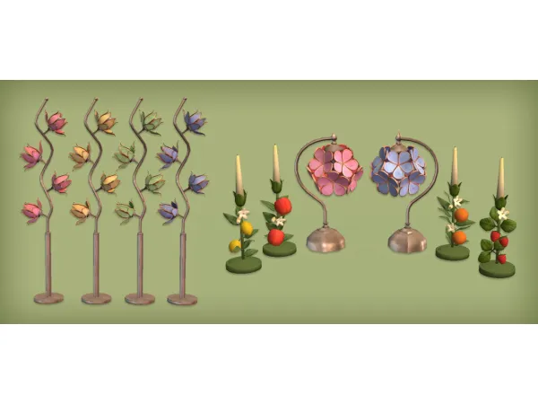 Lotus Lamps and Fruit Candles by jacky93sims - The Sims 2 Custom Content