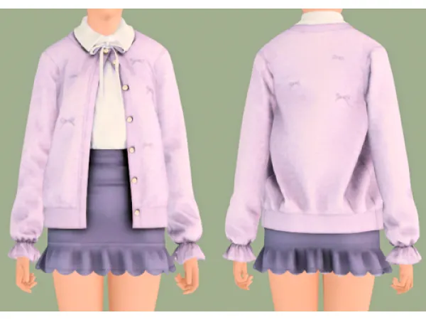 [pattsimsblog] RIMINGS Soft Girl Aesthetic Cardigan Blouse Skirt conversion - The Sims 3 Custom Content
