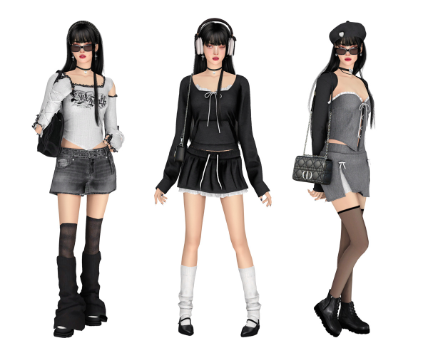 Alpha (Asian Y2K) Acubi Outfit Lookbook 2 by simsfinds - The Sims 4 Custom Content