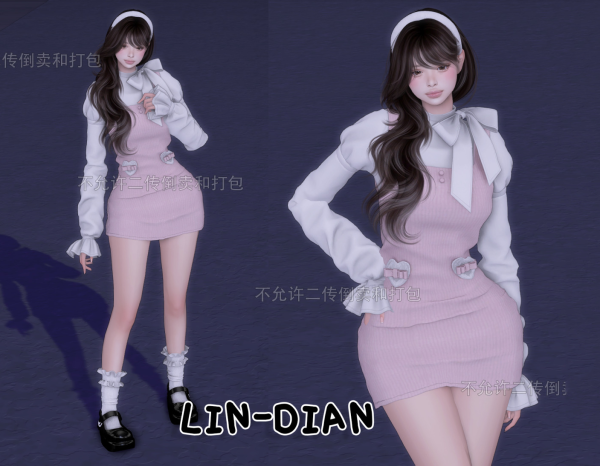 Alpha LIN DIAN Two piece puff sleeve women's suit by simsfinds - The Sims 4 Custom Content
