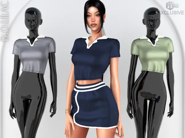 Alpha DOLilac Crop Polo Shirt DO0821 - The Sims 4 Custom Content