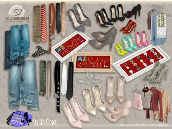 Alpha Stylish Closet Decor by SIMcredible - The Sims 4 Custom Content