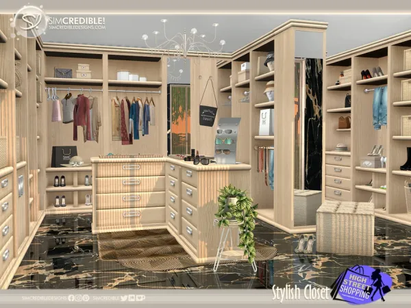 Alpha Stylish Closet by SIMcredible - The Sims 4 Custom Content
