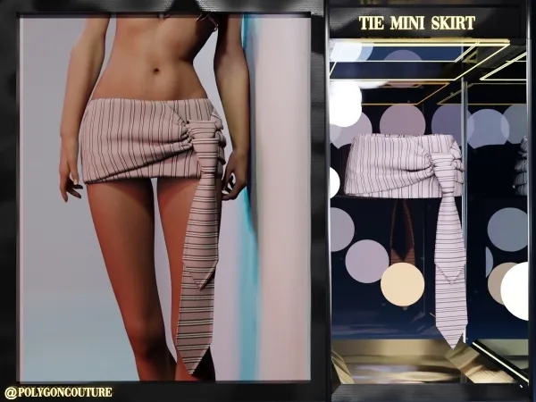 Alpha Tie mini Skirt - The Sims 4 Custom Content