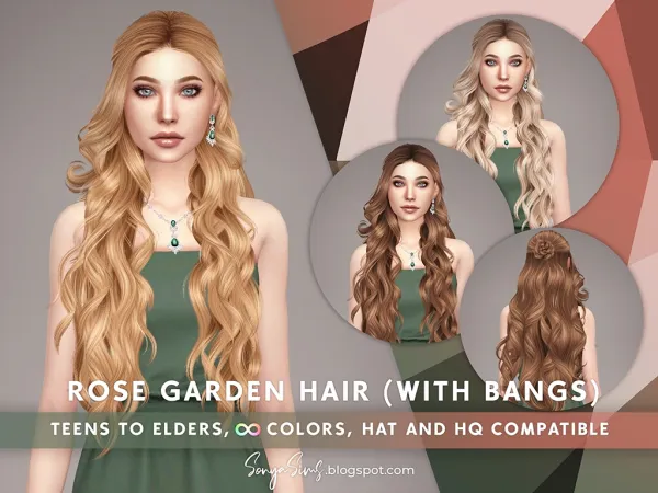 Alpha Rose Garden Hair (With Bangs) - The Sims 4 Custom Content