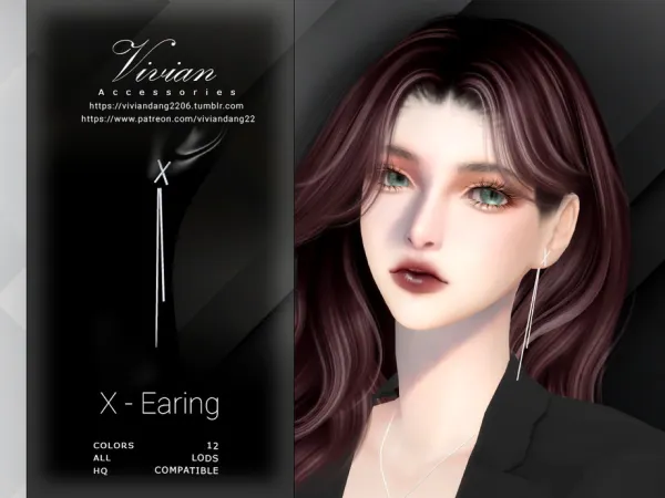 Alpha X Earing by VivianDang - The Sims 4 Custom Content