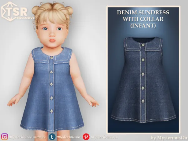 Alpha Denim sundress with collar Infant by MysteriousOo - The Sims 4 Custom Content