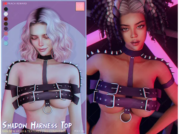 Alpha PEACH Shadow Harness Top by SMSims - The Sims 4 Custom Content