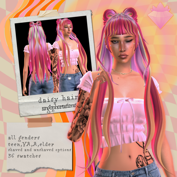 Maxis Match DAISY HAIR by angophorasims - The Sims 4 Custom Content