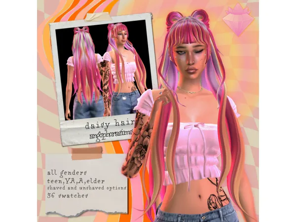 Maxis Match DAISY HAIR by Angophorasims - The Sims 4 Custom Content