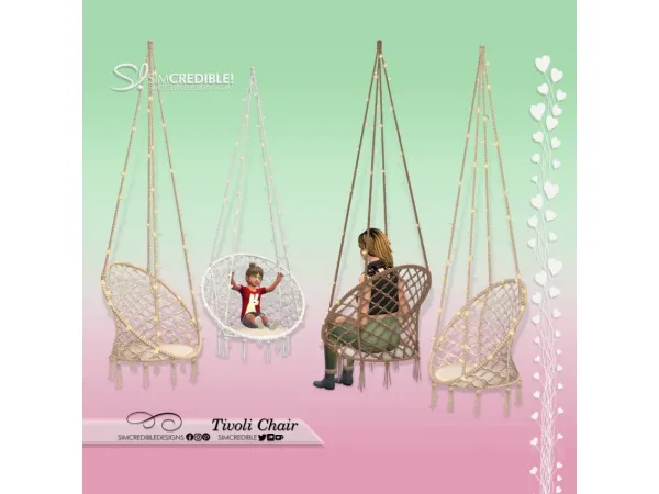 Alpha Tivoli Hanging Chairs by SIMcredible - The Sims 4 Custom Content