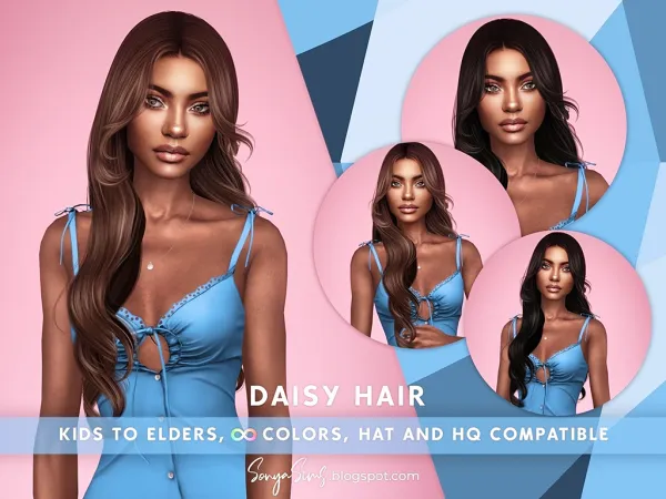 Alpha Daisy Hair [simsfinds] - The Sims 4 Custom Content