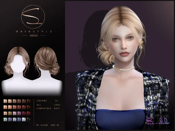 Alpha S Club_090325_Side parted updo hair - The Sims 4 Custom Content