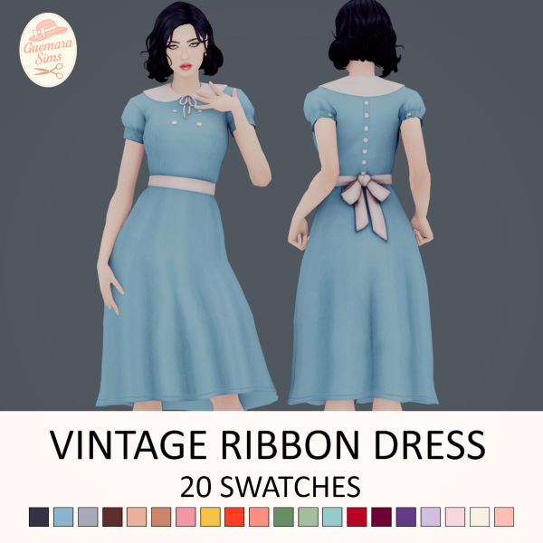 Maxis Match Vintage Ribbon Dress by simsfinds - The Sims 4 Custom Content