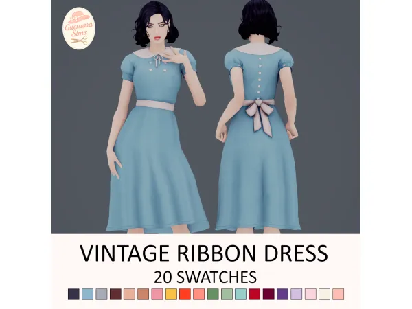 Maxis Match Vintage Ribbon Dress by Guemara - The Sims 4 Custom Content