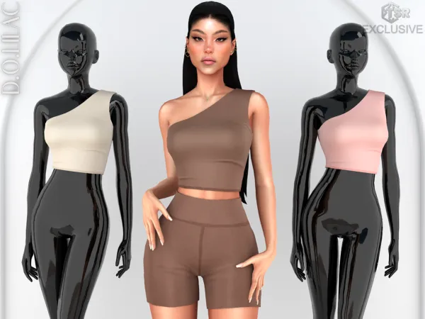 Alpha DOLilac One Shoulder Crop Tank Top DO0831 - The Sims 4 Custom Content