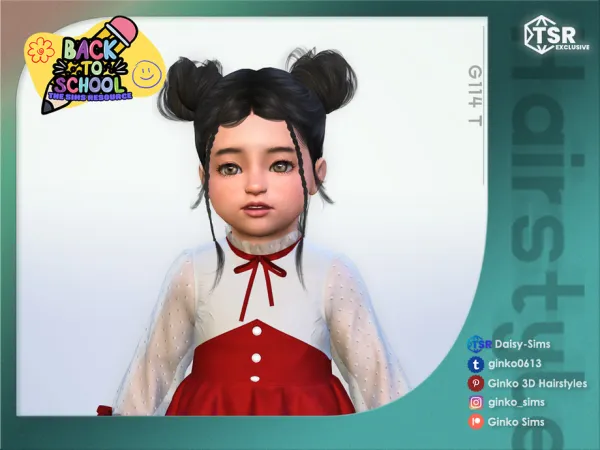 Alpha Double Buns Hairstyle for Toddlers G114T Sims by Daisy - The Sims 4 Custom Content