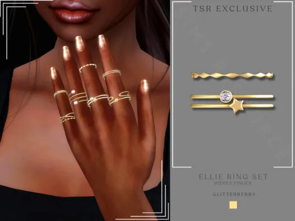 Alpha Ellie Ring Set Middle Finger - The Sims 4 Custom Content