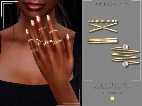 Alpha Ellie Ring Set Ring Finger - The Sims 4 Custom Content