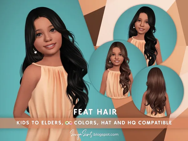Alpha Feat Hair Kids - The Sims 4 Custom Content