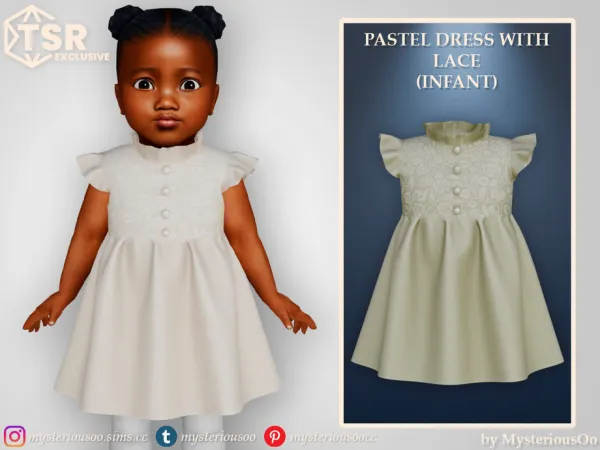 Alpha Pastel dress with lace Infant by MysteriousOo - The Sims 4 Custom Content