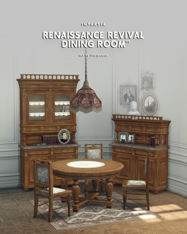 Alpha INTARSIA Renaissance Revival Dining Room Pt2 by simsfinds - The Sims 4 Custom Content