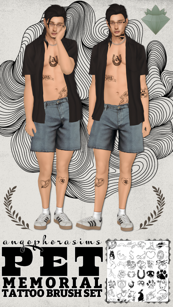 Mix [MOD] TATTOO BRUSH SET PET MEMORIAL TATTOO BRUSH SET by angophorasims - The Sims 4 Custom Content
