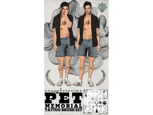 Mix [MOD] TATTOO BRUSH SET PET MEMORIAL TATTOO BRUSH SET by angophorasims - The Sims 4 Custom Content