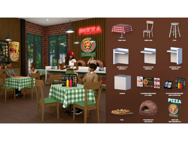 Maxis Match THE PIZZA PLACE PART 1 ModCo Studios - The Sims 4 Custom Content