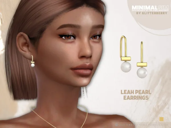 Alpha MinimalSim Leah Pearl Earrings - The Sims 4 Custom Content
