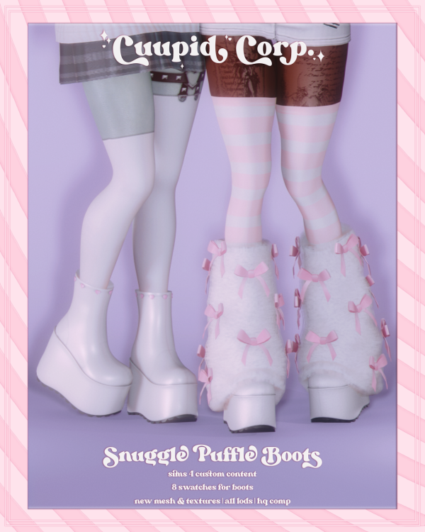 Alpha cuupid corp snuggle puffle boots by missme12 - The Sims 4 Custom Content