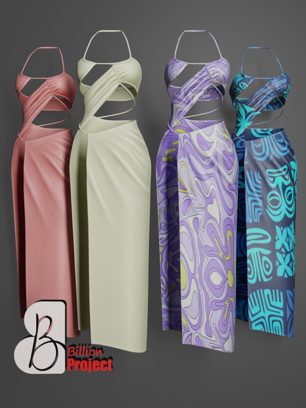 Alpha BillionProject Angela Long Dress by billion_project666 - The Sims 4 Custom Content