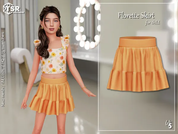 Alpha Florette Skirt for children - The Sims 4 Custom Content