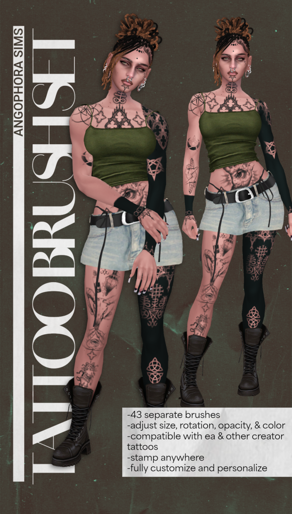 Mix [MOD] TATTOO BRUSH SET OCCULT by simsfinds - The Sims 4 Custom Content