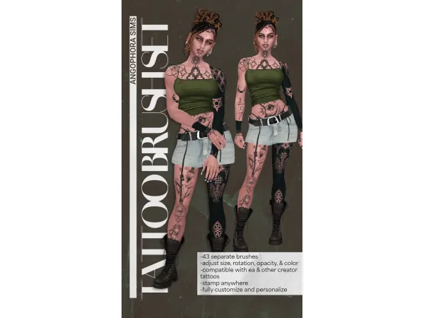 Mix [MOD] TATTOO BRUSH SET OCCULT - The Sims 4 Custom Content