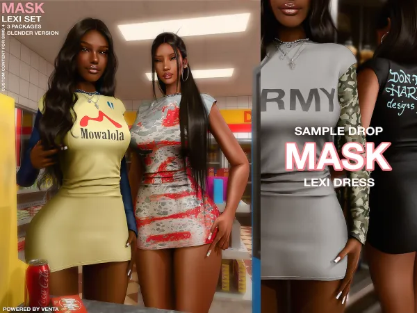 Alpha MASK Lexi Dress Sample - The Sims 4 Custom Content