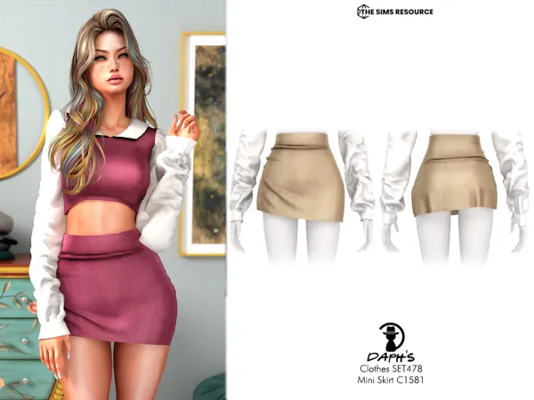 Alpha Daph's Clothes SET478 Mini Skirt C1581 by daphsmods - The Sims 4 Custom Content