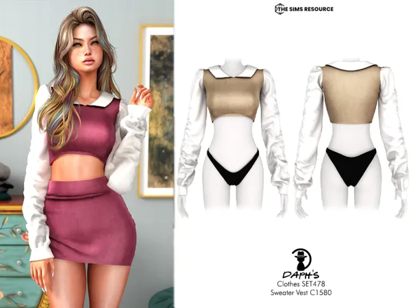 Alpha Daph's Clothes SET478 Sweater Vest C1580 - The Sims 4 Custom Content