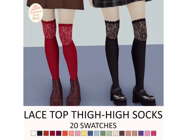 Alpha Layered Fishnet Knee Socks by Guemarasims - The Sims 4 Custom Content