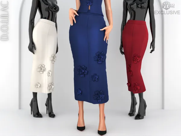 Alpha DOLilac Floral Appliqued Crepe Maxi Skirt DO0836 by d-o-lilac - The Sims 4 Custom Content