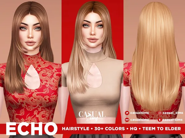 Alpha ECHO HAIRSTYLE LEFT NO BANGS by casualsims - The Sims 4 Custom Content