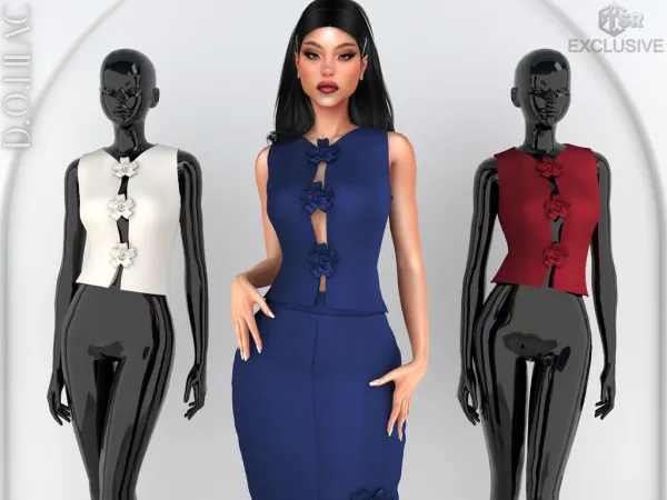 Alpha DOLilac Floral Appliqued Crepe Top DO0835 by d-o-lilac - The Sims 4 Custom Content