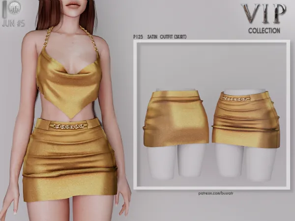 Alpha SATIN OUTFIT SKIRT P124 P125 by simsfinds - The Sims 4 Custom Content