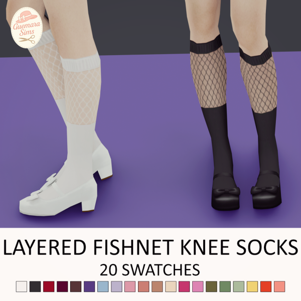 Maxis Match Layered Fishnet Knee Socks by simsfinds - The Sims 4 Custom Content