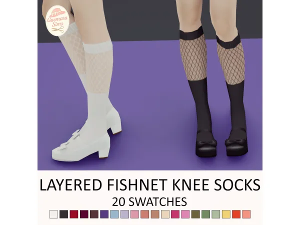 Maxis Match Layered Fishnet Knee Socks by Guemarasims - The Sims 4 Custom Content